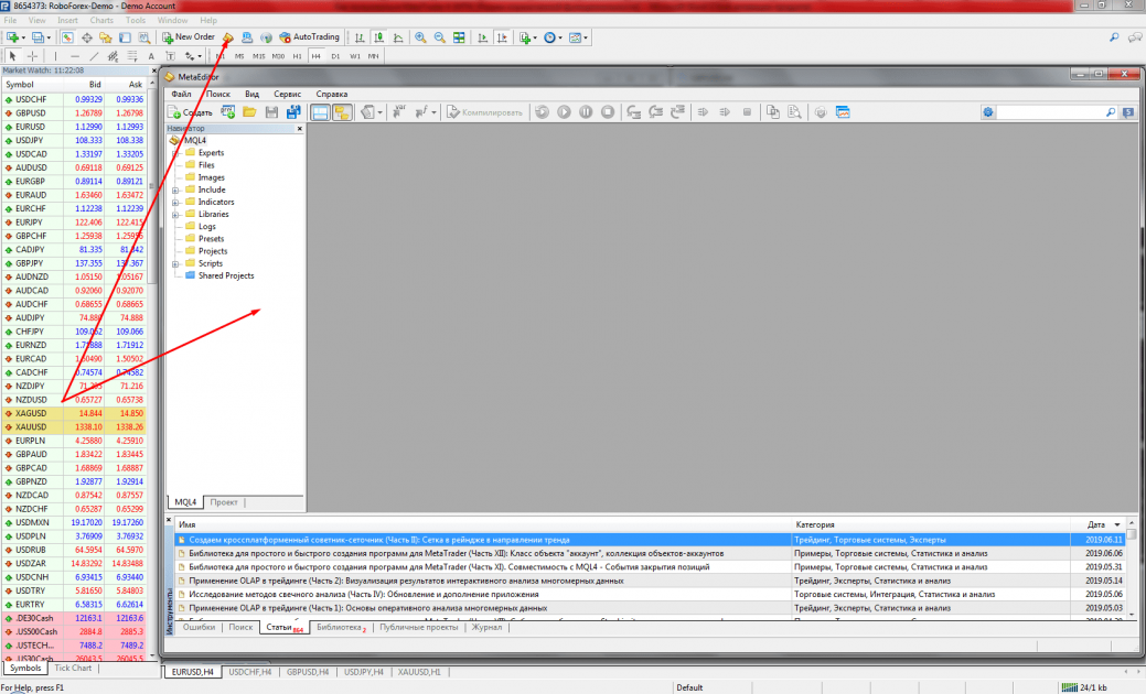 Редактор MetaQuotes Language MetaTrader 4